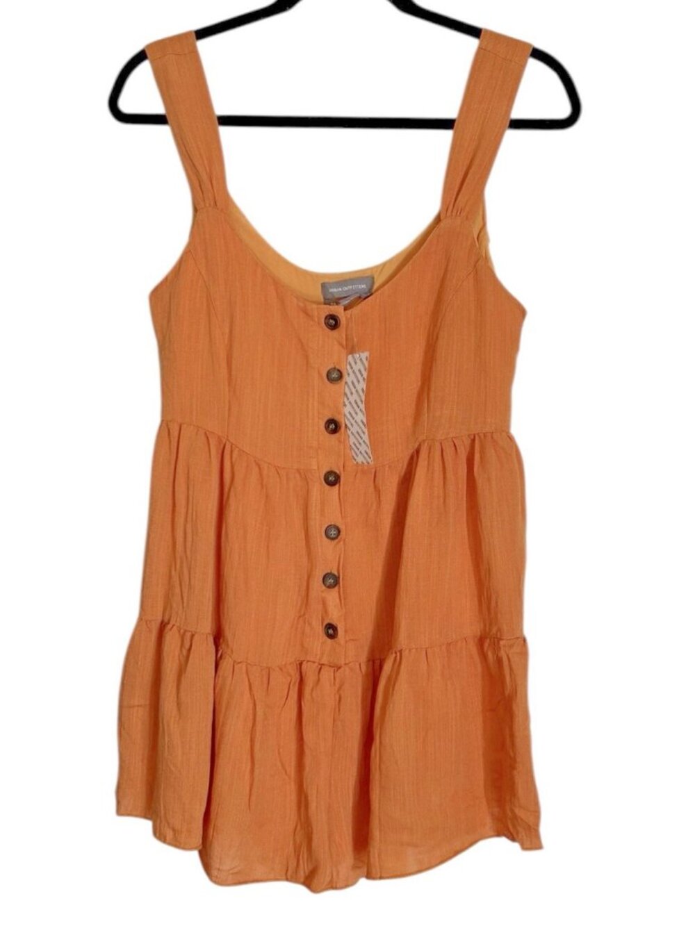 NWT Urban Outfitters Women's Medium Smocked Layered Romper Shorts Muted Orange